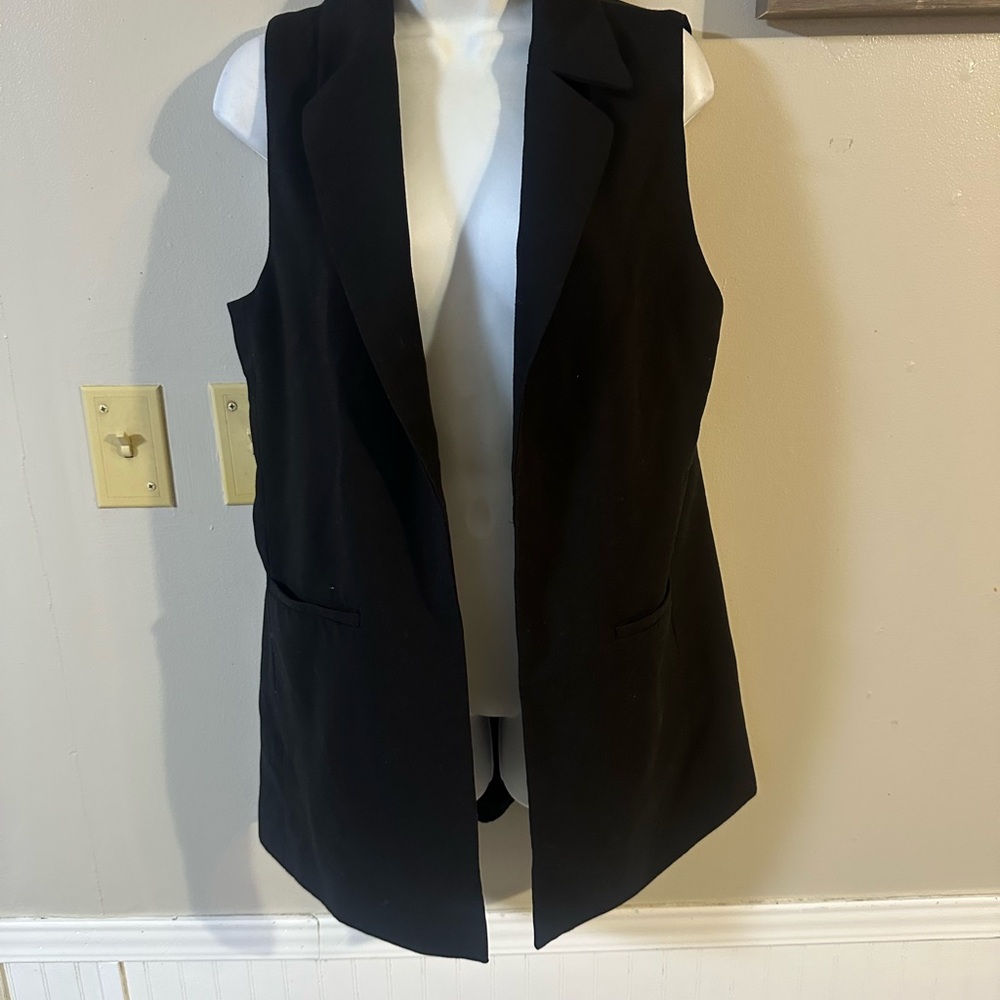 Rachel Zoe Black Sleeveless Longline Blazer Vest - Picture 2 of 5